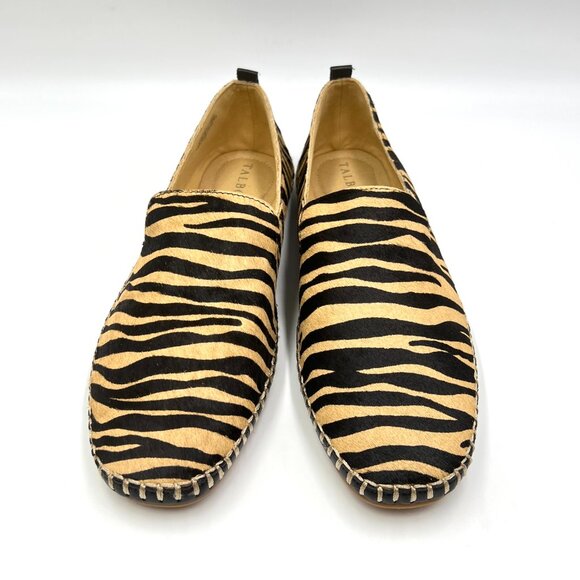 Talbots Womens Size 8 Tiger Stripe Black Tan Leather Loafers Flats Shoes - Picture 3 of 14